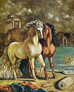 150の主題の芸術作品 Painting - エーゲ海の海岸にあるアンティークの馬 1963 ジョルジョ・デ・キリコ